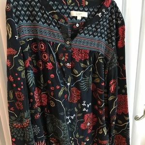 Loft Tunic blue flower Blouse size large