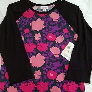 S LuLaRoe Randy Pink & Purple with Black Sleeves