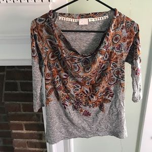 Slinky cowl neck anthropologie 3/4 floral top Slinky cowl neck anthropologie 3/4 floral top