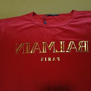 Balmain Red Logo T-Shirt
