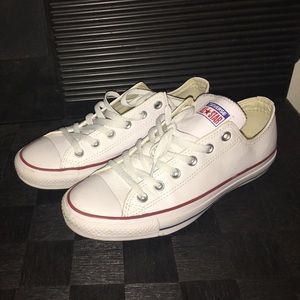 White leather converse  men size 8
