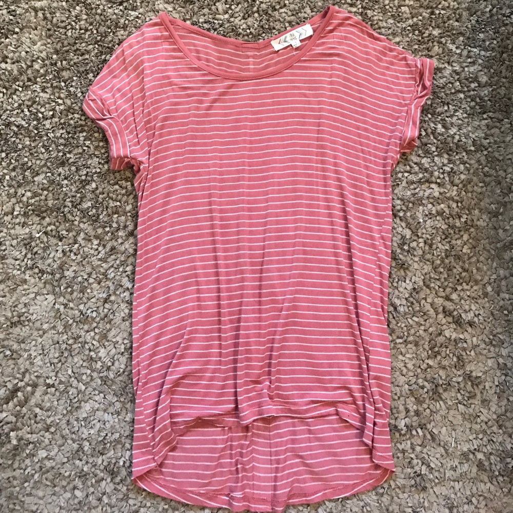 Striped Tee with zippered back
