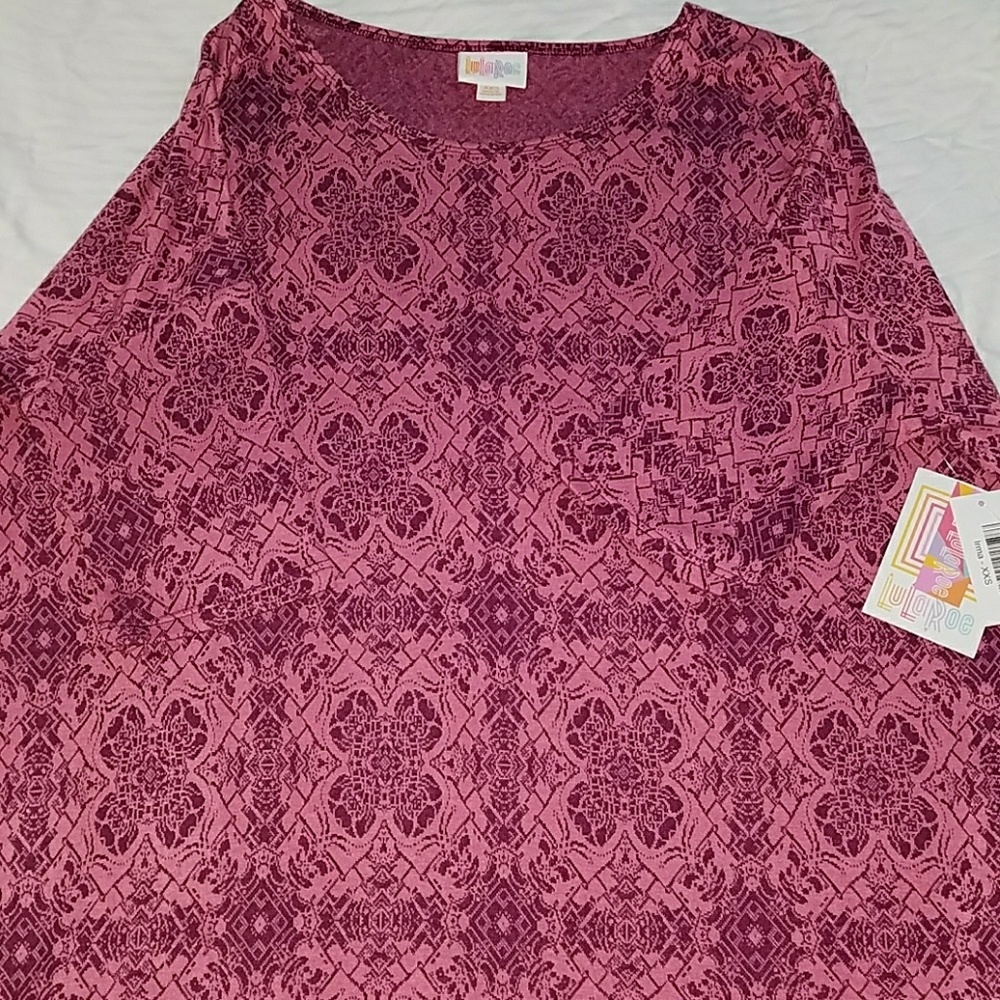 XXS LuLaRoe Irma Tunic Top Pink & Purple Jacquard