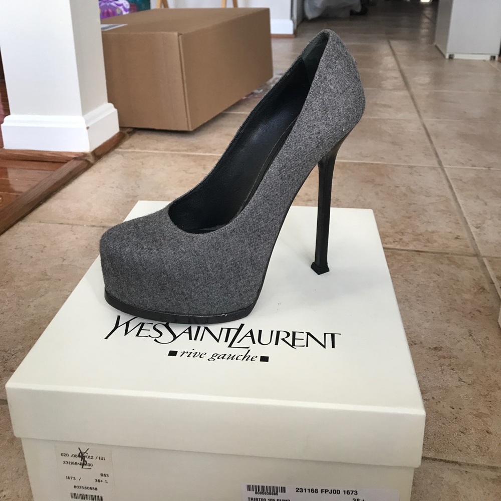 YSL Tribtoo 105 Pump - York Flannel Gray 38.5