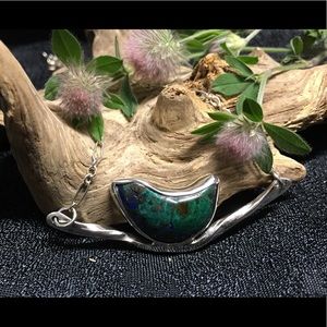CBL Jewelry - Azurite “bird on a branch” sterling necklace CBL Jewelry - Azurite “bird on a branch” sterling necklace