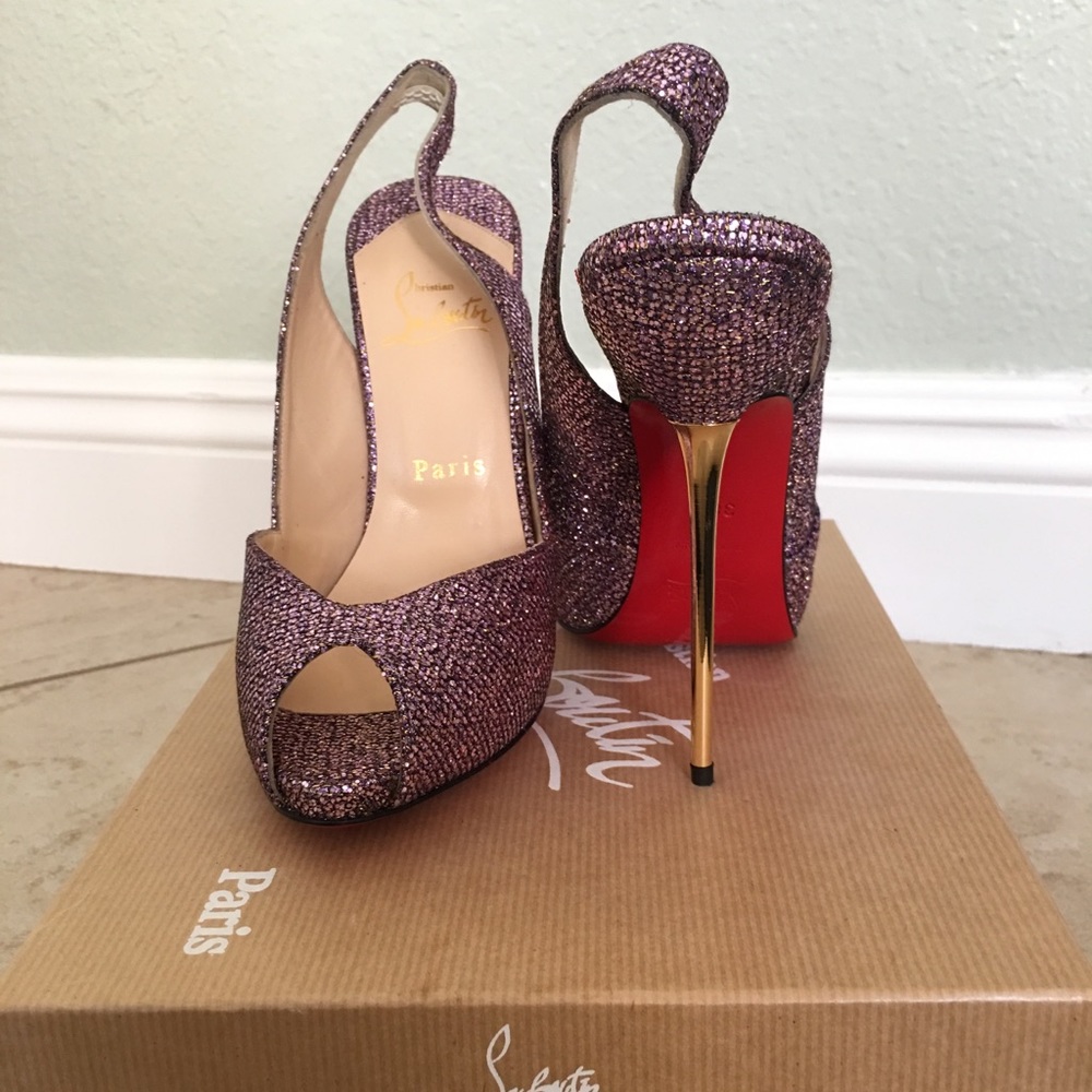 Christian Louboutin sparkly sling back stiletto