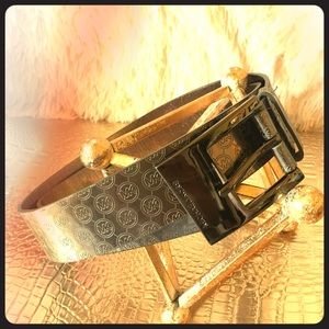 Michael Kors Embossed Metallic leather belt