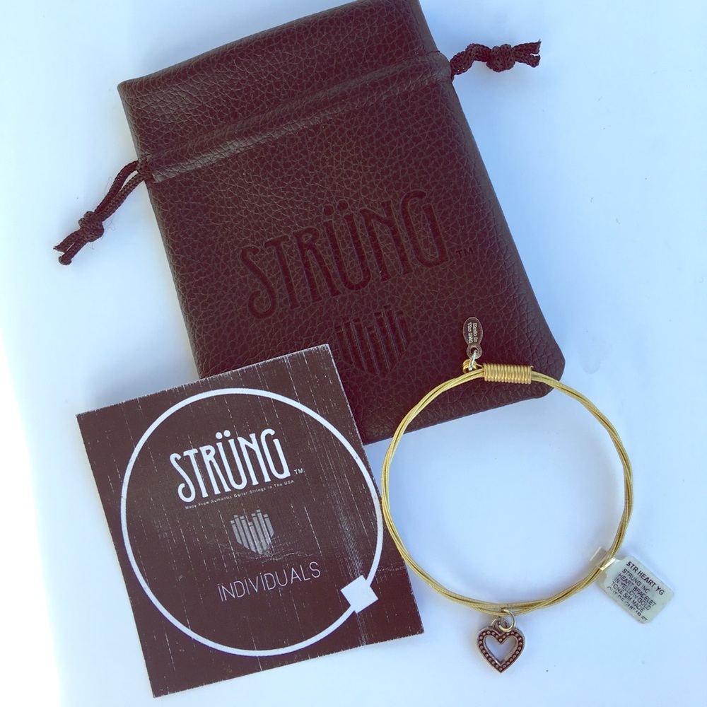 Strung inc heart bracelet in yellow gold tone