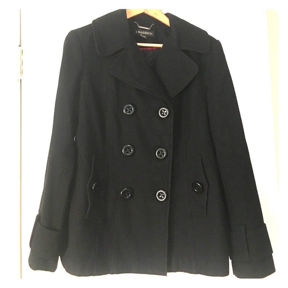 1 Madison Black Wool Peacoat