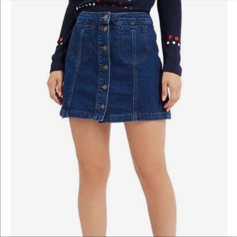 NWT Topshop Button Down Denim Skirt