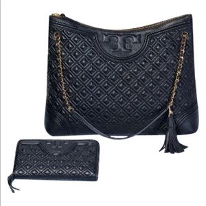 Tory burch fleming set( tote and wallet)
