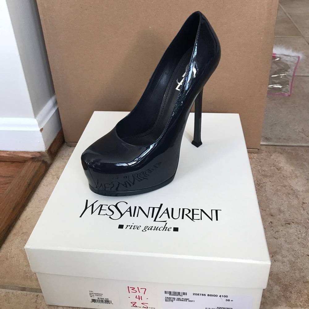 YSL Tribtoo 105 Pump - Navy Patent 38.5