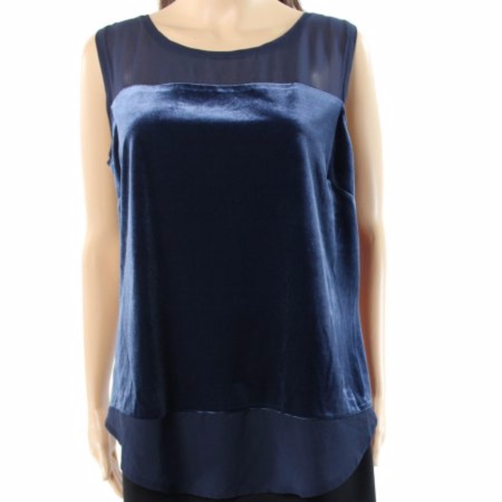 INC Deep Twilight Women's Velvet Illusion Tank Top