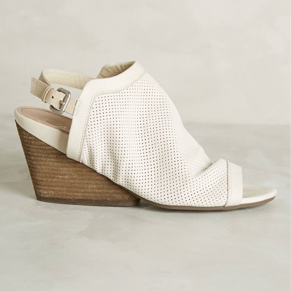 Cream Perforated Wedge Sandal - Picture 4 of 5