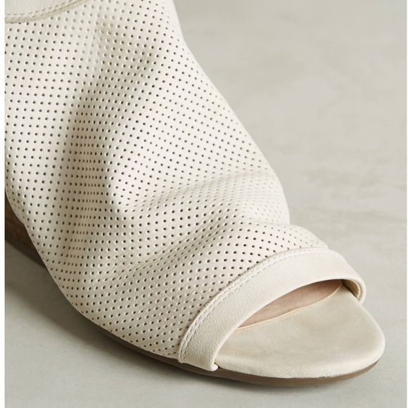 Cream Perforated Wedge Sandal - Picture 2 of 5