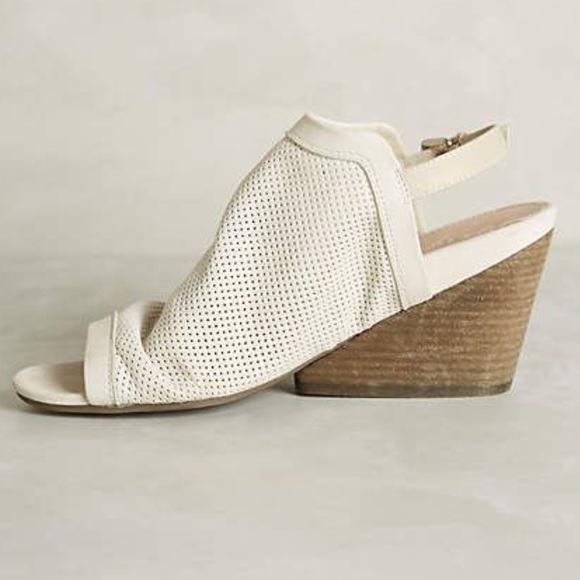 Cream Perforated Wedge Sandal - Picture 3 of 5