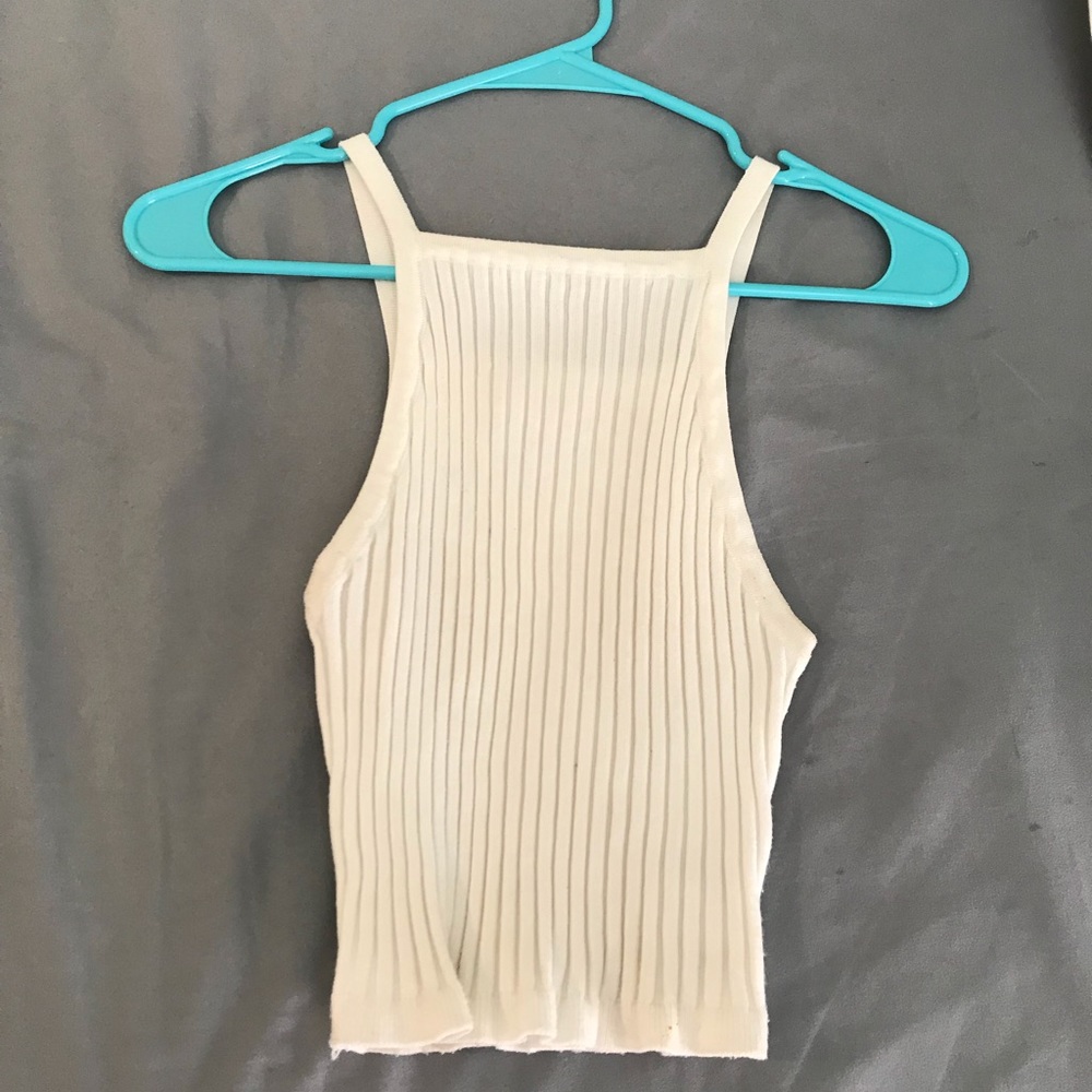 White ribbed crop sweater