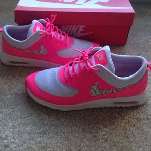 Pink and grey Nike Air Max custom shoes