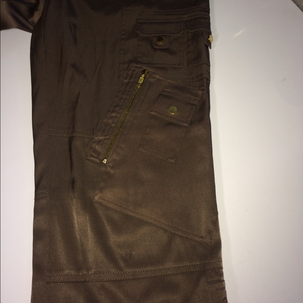 Cache Brown Shiny Cargo Pants - image 4