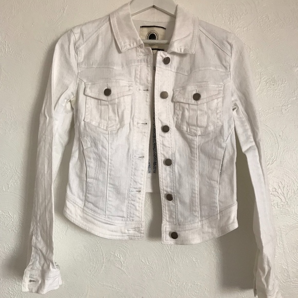 stretch white denim jacket