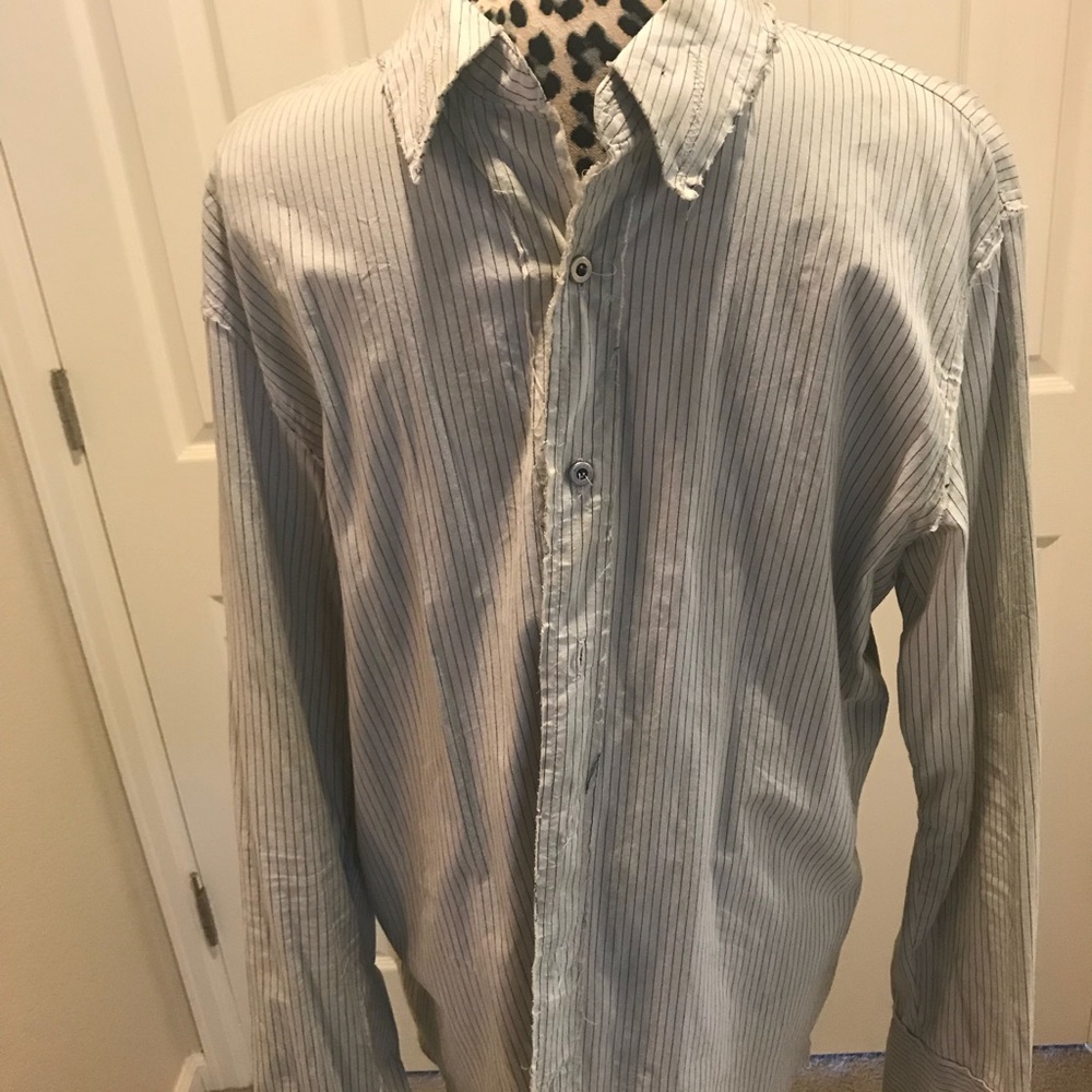 Dusty white with black pinstripe button up