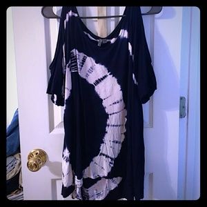 Tie dyed blue cold shoulder