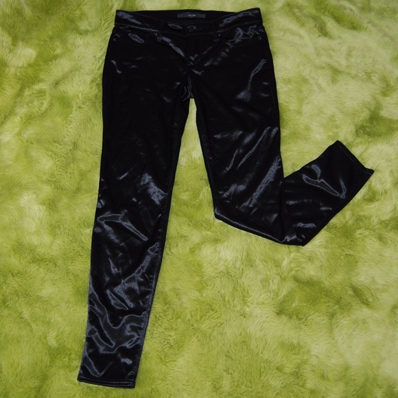 black shiny skinny pants