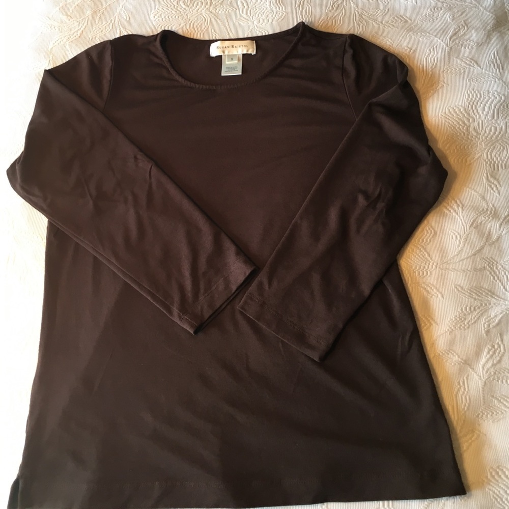 Susan Bristol dark brown long-sleeve tee. S.