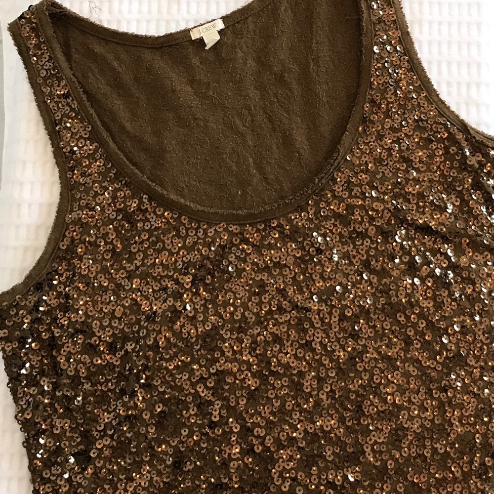 J. Crew Olive Green Scattered Sequin Tank Top