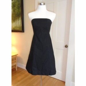 GAP Stretch Black Cotton Strapless A-Line Dress