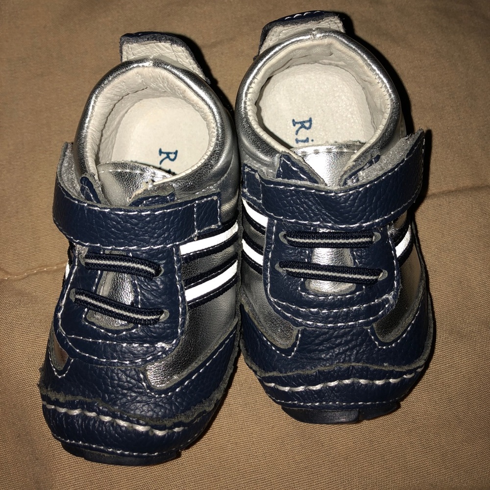 Rileyroos Striped Baby Shoes Blue and Silver