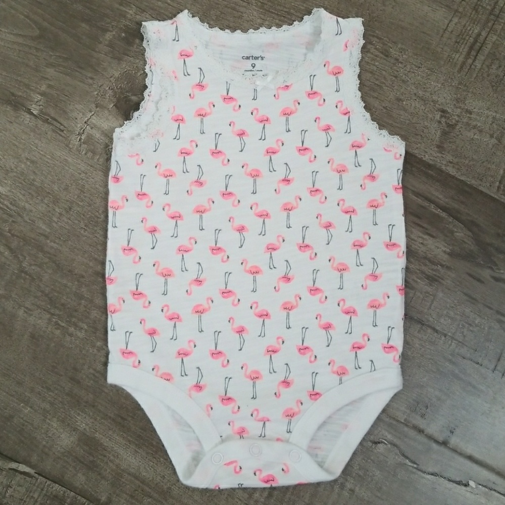 Carters flamingo lace tank onesie. 9 month