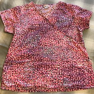 Floral Print Scrub Top