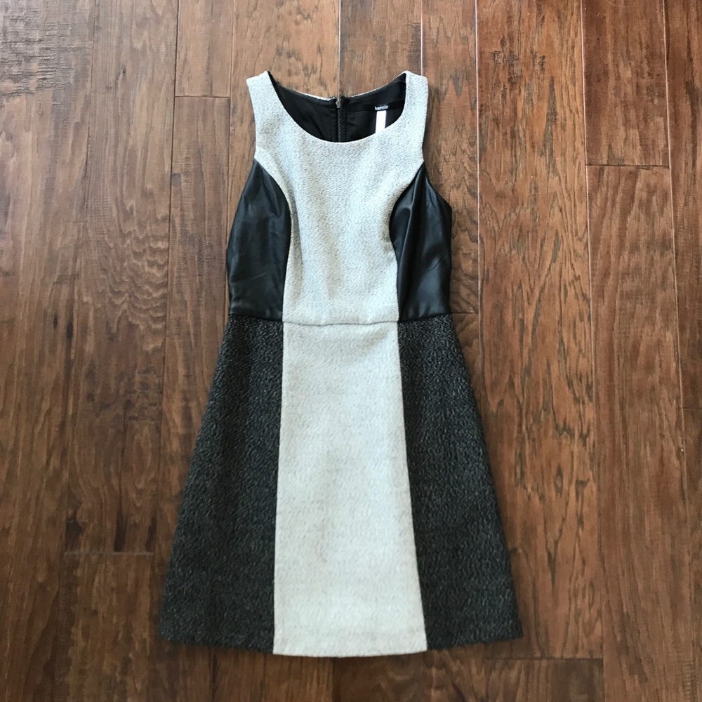 Grey & Black Kensie zipper back tweed dress