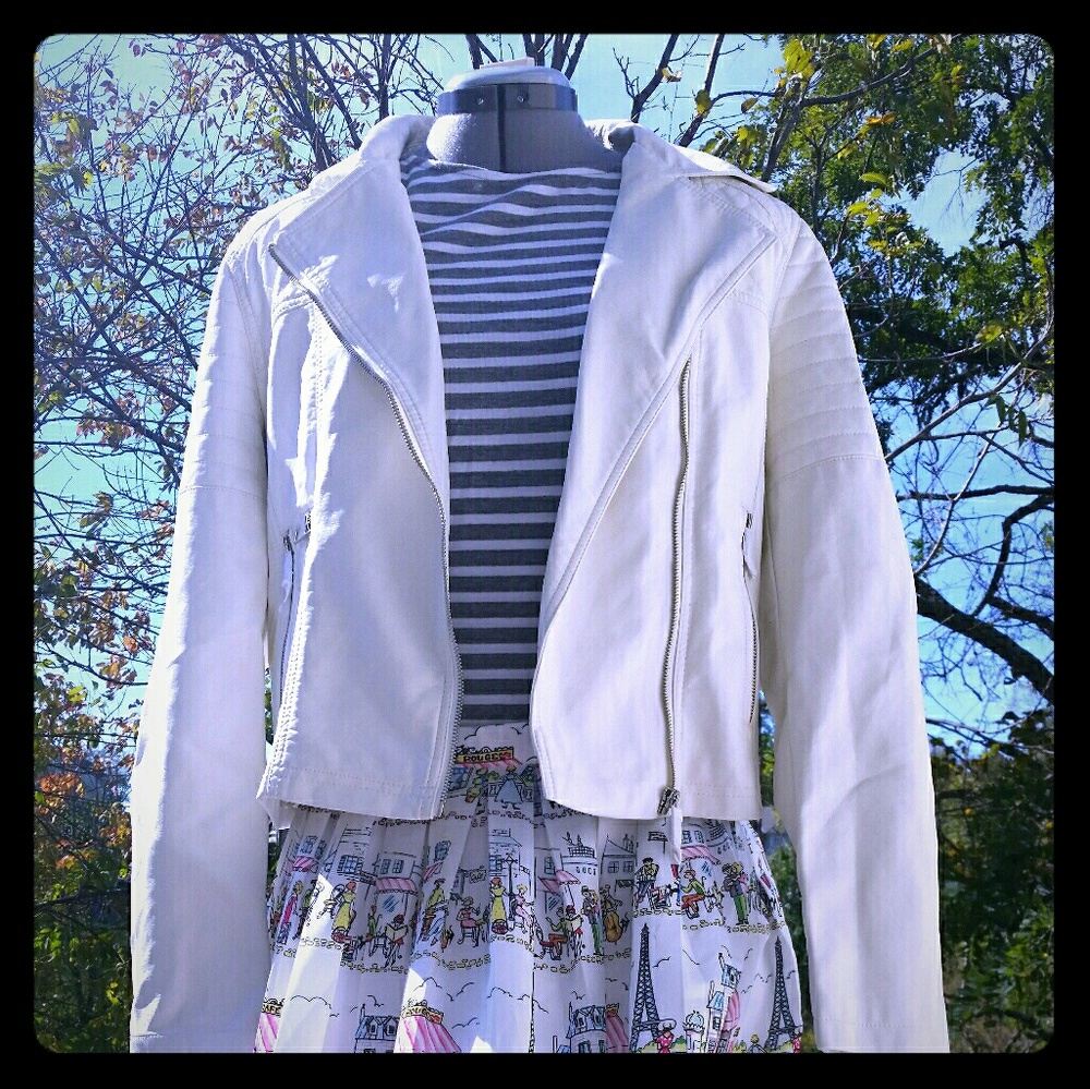 Vegan cream moto jacket