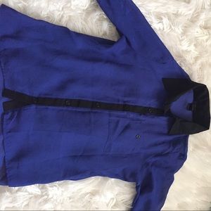 Navy with black collar blouse