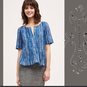 Anthropologie Maeve Blue White Orchid Island Shirt Anthropologie Maeve Blue White Orchid Island Shirt