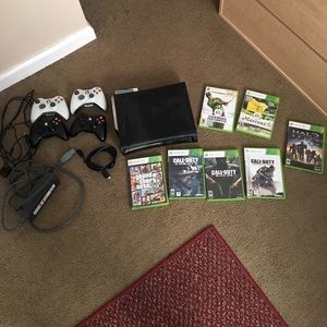 Xbox 360 Elite with Controllers and Games