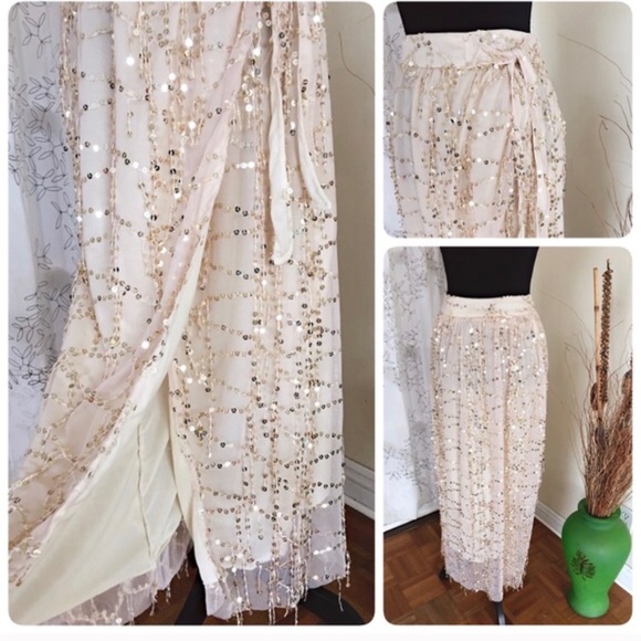 NWOT Sequin long skirt w/ split - Picture 3 of 4