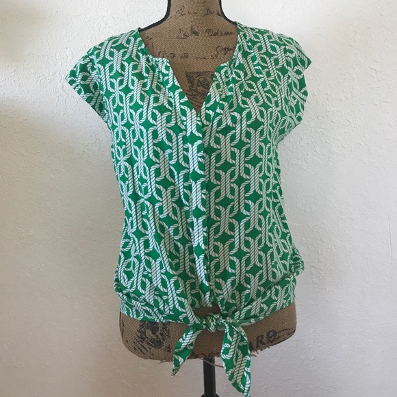 Escapada Tops - Escapada green rope print blouse