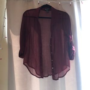Sheer burgundy blouse