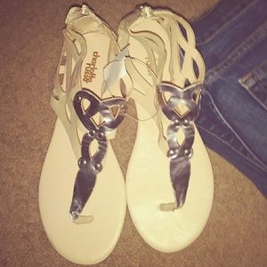 Tan and Silver Sandals