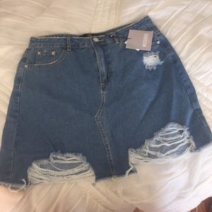 New Distressed Jean Skirt