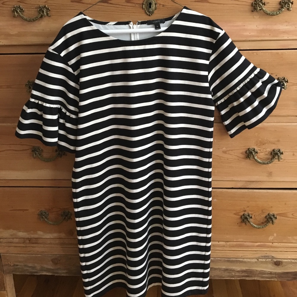 J Crew Ruffled Bell Sleeve Dress