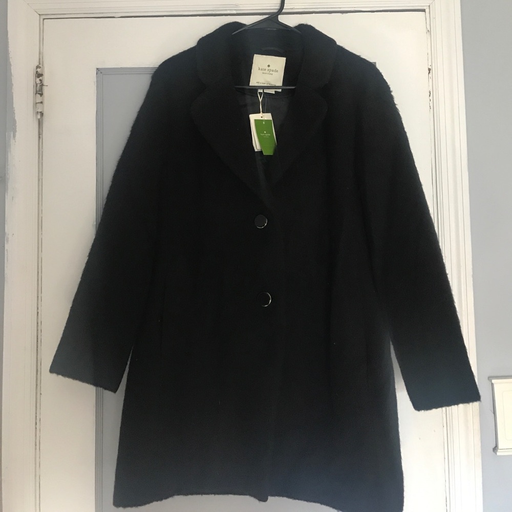 Kaye spade fluffy wool bow coat