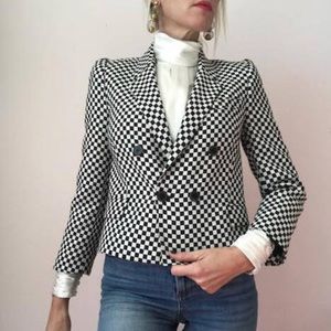 ZARA Black & White Checkered Cropped Fitted XS