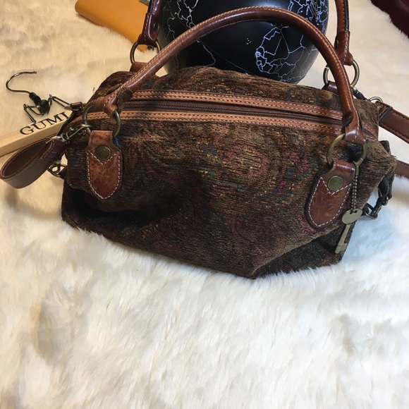 Fossil Handbags - ON SALE! Fossil Tapestry Satchel with Long Strap