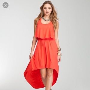 Beautiful Bebe Coral High Low Maxi Dress