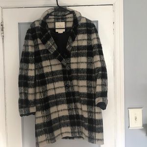 Kate Spade fluffy wool bow coat plaid