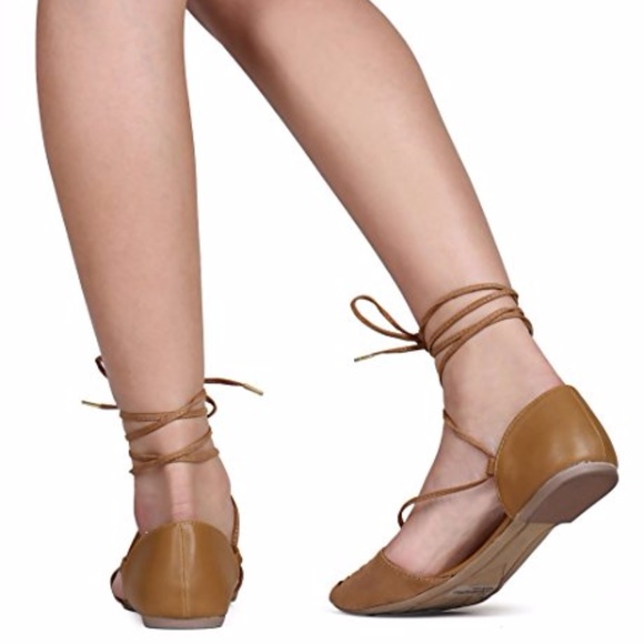 Qupid Mix Media Woven Pointy Toe D'orsay Lace Up - Picture 3 of 4